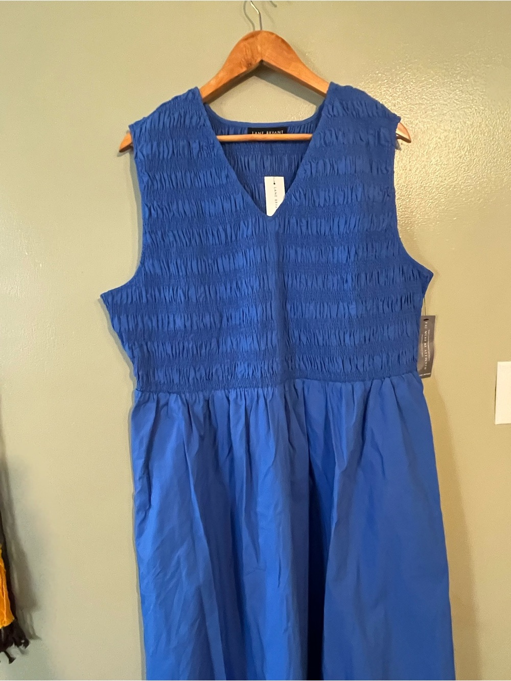 Lane Bryant Womens Blue Smocked 100% Cotton Sun Mini Dress Pickets 20 NWT - Picture 5 of 12